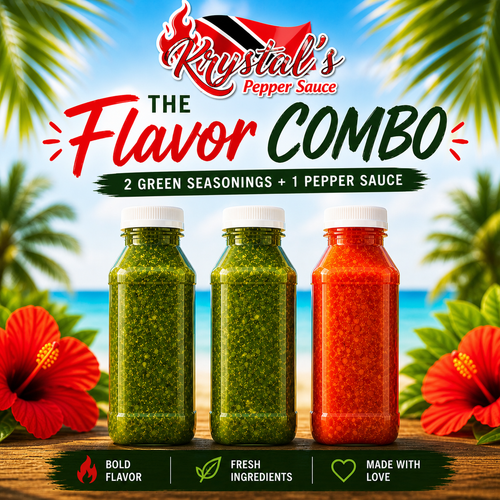 Trinidad green seasoning and pepper sauce combo bundle